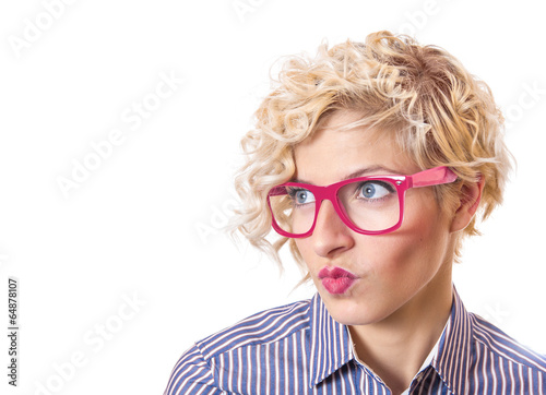 Photo: Close up of a funny woman making face Close up of a funny woman making face
