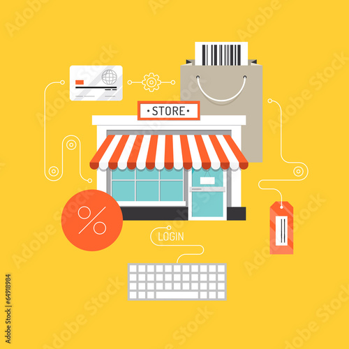 Vector: Online shopping flat illustration concept Online shopping flat illustration concept