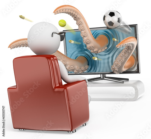 Illustration: 3D white people. 3D television 3D white people. 3D television