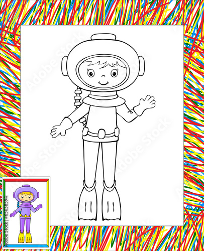 Vector: Funny cartoon diver Funny cartoon diver