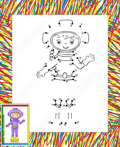 Vector: Funny cartoon dver dot to dot Funny cartoon dver dot to dot
