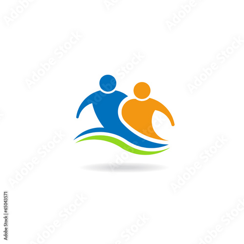 Vector: Couple teammate image logo. Concept of partnership, team Couple teammate image logo. Concept of partnership, team