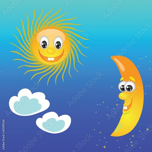 Illustration: sun and moon sun and moon