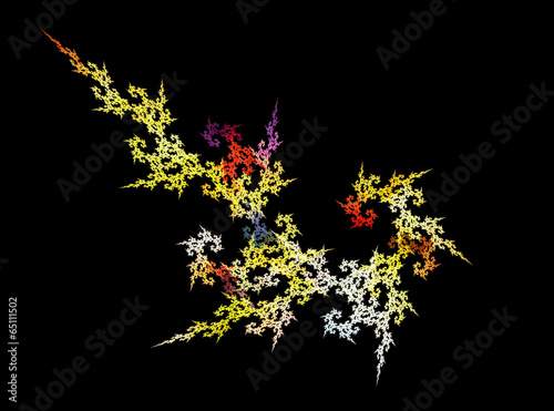 Illustration: Multicolor fractal flower on black background Multicolor fractal flower on black background