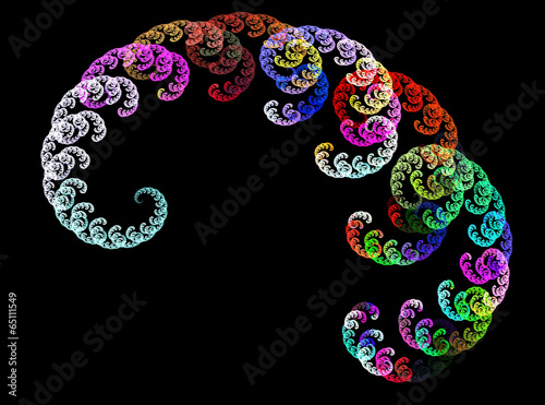Illustration: Multicolor fractal flower on black background Multicolor fractal flower on black background
