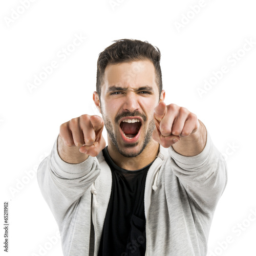 Photo: Successful latin man pointing Successful latin man pointing