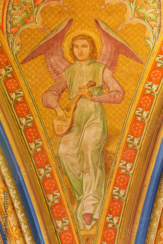 Photo: Vienna - Fresco of angel with the music instrument Vienna - Fresco of angel with the music instrument