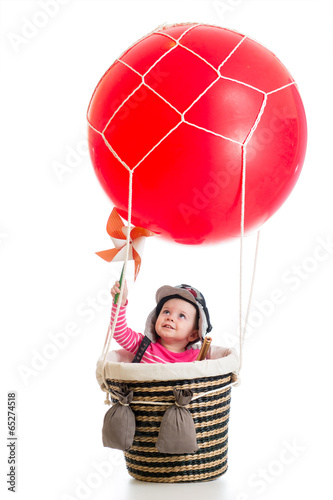 Photo: child with pilot hat on hot air balloon child with pilot hat on hot air balloon