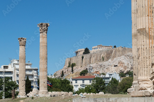 Photo: Temple of the Olympian Zeus and the Acropolis Temple of the Olympian Zeus and the Acropolis