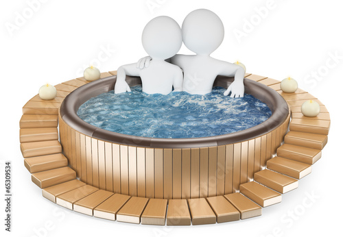 Illustration: 3D white people. Couple relaxing in a hot tub 3D white people. Couple relaxing in a hot tub