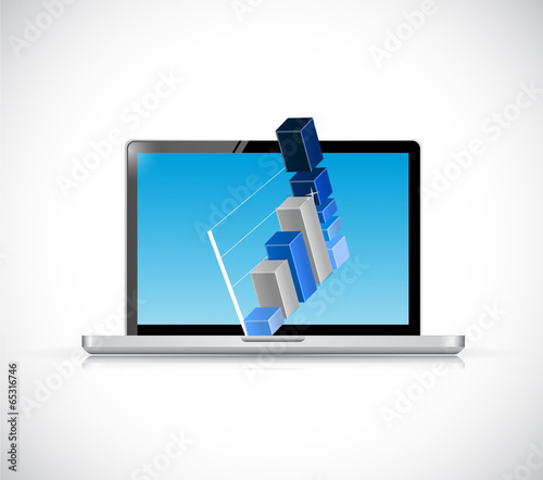 Illustration: laptop and business graph illustration design laptop and business graph illustration design