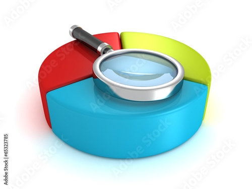 Illustration: business pie chart diagram and magnifier glass business pie chart diagram and magnifier glass