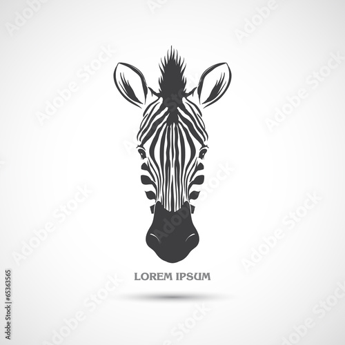 Label with the head of a zebra. Vector. - 65363565