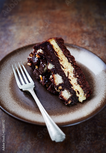 Photo: Piece of Chocolate Cake on a Plate Piece of Chocolate Cake on a Plate