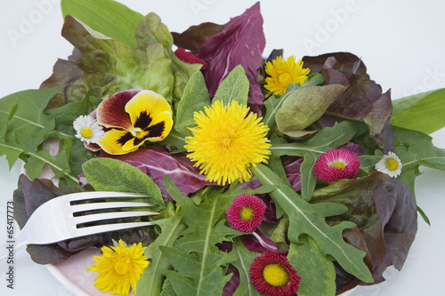 Photo: Sommersalat mit essbaren Blüten Sommersalat mit essbaren Blüten