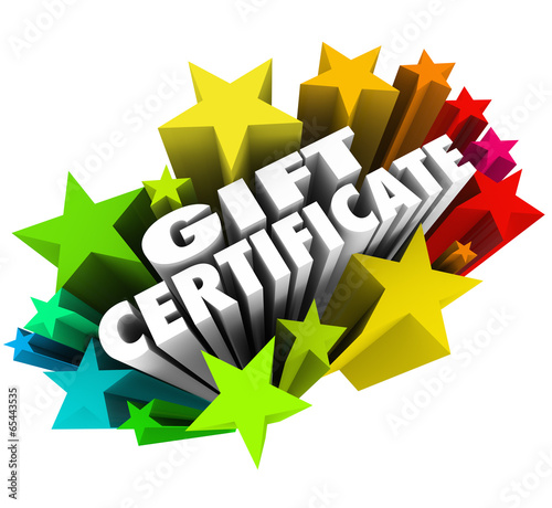 Illustration: Gift Certificate Stars Words Fireworks Shopping Merchandise Stor Gift Certificate Stars Words Fireworks Shopping Merchandise Stor