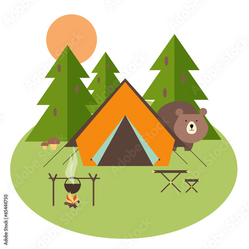 Vector: Forest Camping Forest Camping