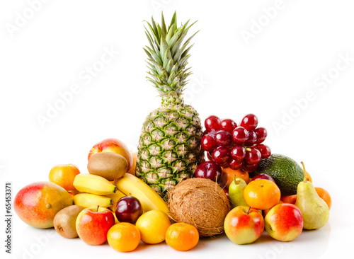 Photo: Fresh fruits isolated on a white . Set of different fresh fruits Fresh fruits isolated on a white . Set of different fresh fruits