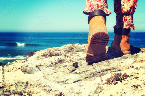 Photo: hiking boots on rocks hiking boots on rocks