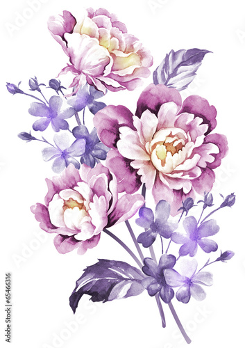 Illustration: watercolor illustration flowers in simple background watercolor illustration flowers in simple background