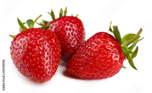  Red ripe strawberries, isolated on white