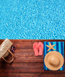 Summer accessories on wooden planks Summer accessories on wooden planks