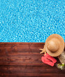 Summer accessories on wooden planks Summer accessories on wooden planks