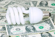 Saving energy bulb on money. Saving energy bulb on money.