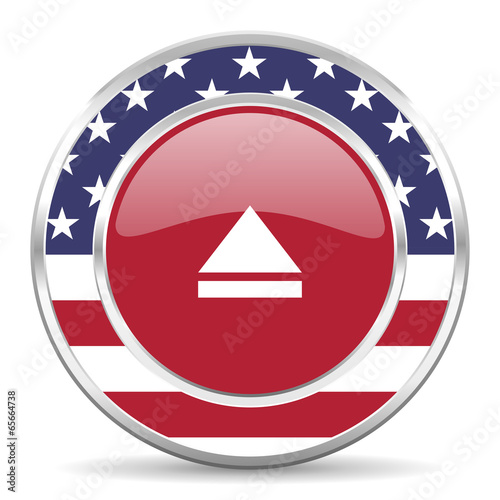 Illustration: eject american icon, usa flag eject american icon, usa flag