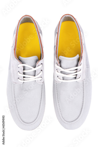 Photo: Gray men shoes isolated on white Gray men shoes isolated on white