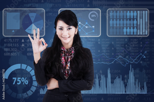 Photo: Businesswoman showing OK gesture 1 Businesswoman showing OK gesture 1