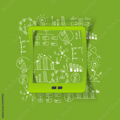 Vector: Drawing business formulas: tablet Drawing business formulas: tablet