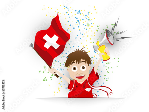 Vector: Switzerland Soccer Fan Flag Cartoon Switzerland Soccer Fan Flag Cartoon