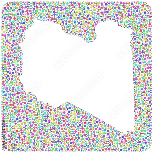Vector: Map of Libya in a mosaic of colored circles Map of Libya in a mosaic of colored circles