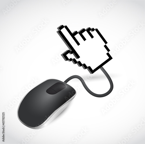 Illustration: mouse and hand cursor. illustration design mouse and hand cursor. illustration design