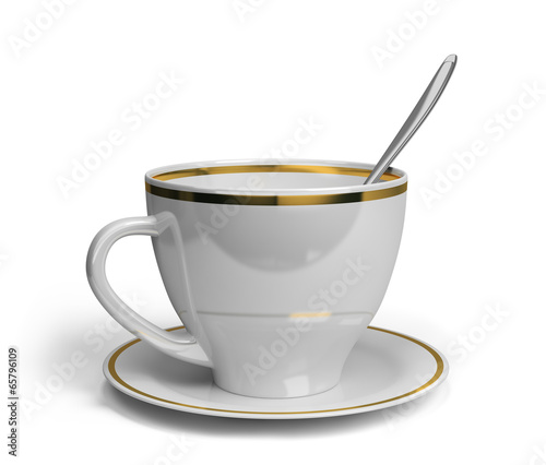 Illustration: Cup, saucer and spoon Cup, saucer and spoon