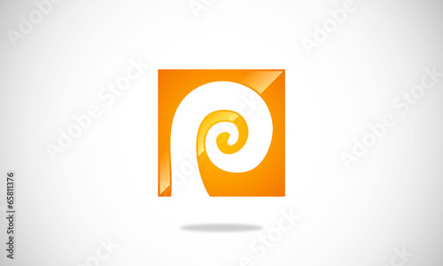 Illustration: letter P curl logo letter P curl logo