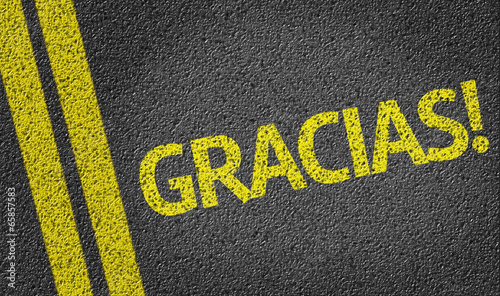 Illustration: Gracias written on the road Gracias written on the road