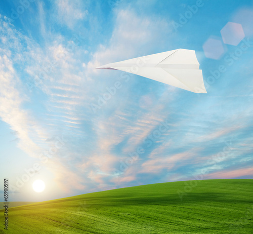 Photo: paper plane in sky paper plane in sky