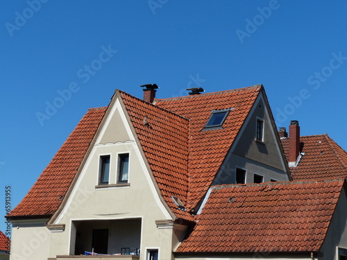 Photo: Dachkonstruktion mit spitzem Giebel in Helpup bei Oerlinghausen Dachkonstruktion mit spitzem Giebel in Helpup bei Oerlinghausen
