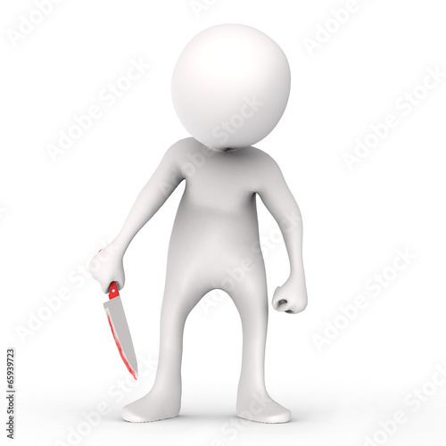 Illustration: 3d man with knife with blood 3d man with knife with blood