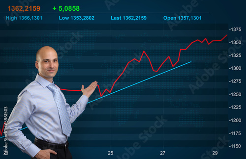Photo: Trader and Stock market graph Trader and Stock market graph