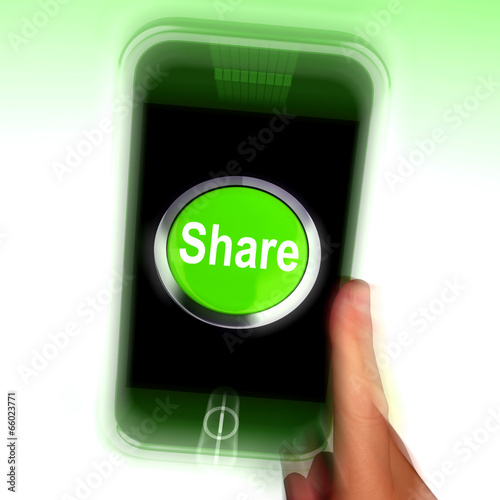 Illustration: Share Mobile Means Online Sharing And Community Share Mobile Means Online Sharing And Community