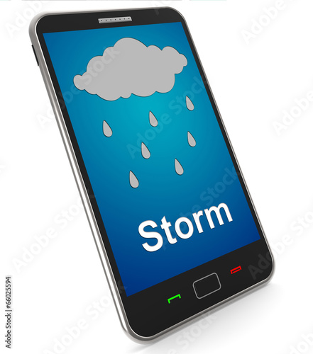 Illustration: Showers On Mobile Means Rain Rainy Weather Showers On Mobile Means Rain Rainy Weather