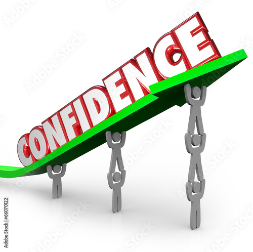 Illustration: Confidence Word Team Lifting Arrow Believe Yourself Confidence Word Team Lifting Arrow Believe Yourself