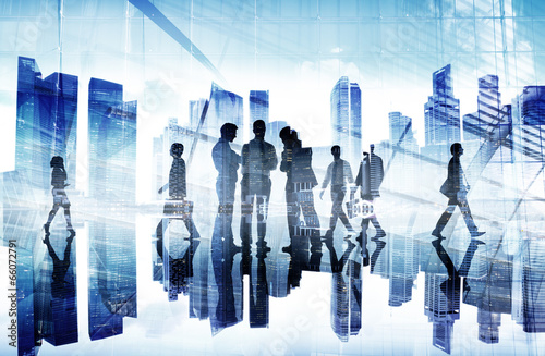 Photo: Business People Working and Urban Scene Business People Working and Urban Scene