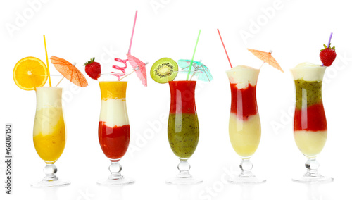 Photo: Delicious fruit smoothie isolated on white Delicious fruit smoothie isolated on white