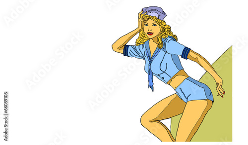 Vector: ragazza pinup su sfondo bianco ragazza pinup su sfondo bianco