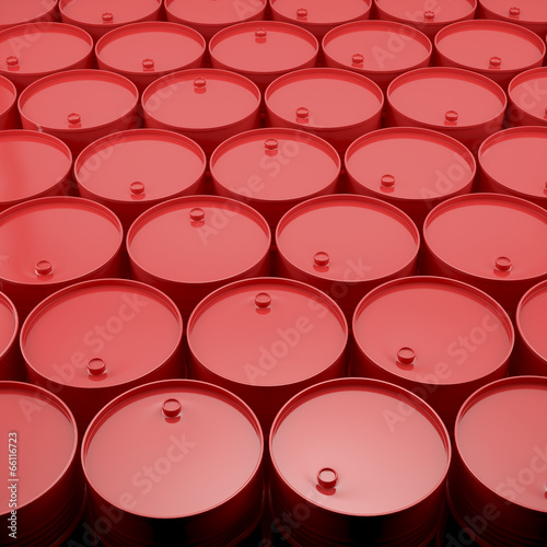 Illustration: Large group of red barrels. Large group of red barrels.