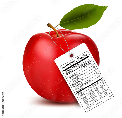 Vector: An apple with a nutrition facts label. Vector An apple with a nutrition facts label. Vector
